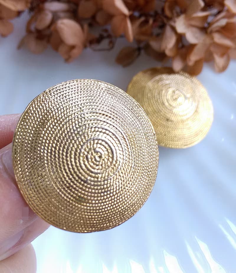 Vintage Jewelry 西洋古董飾品 大漩渦 圓盤 夾式耳環
