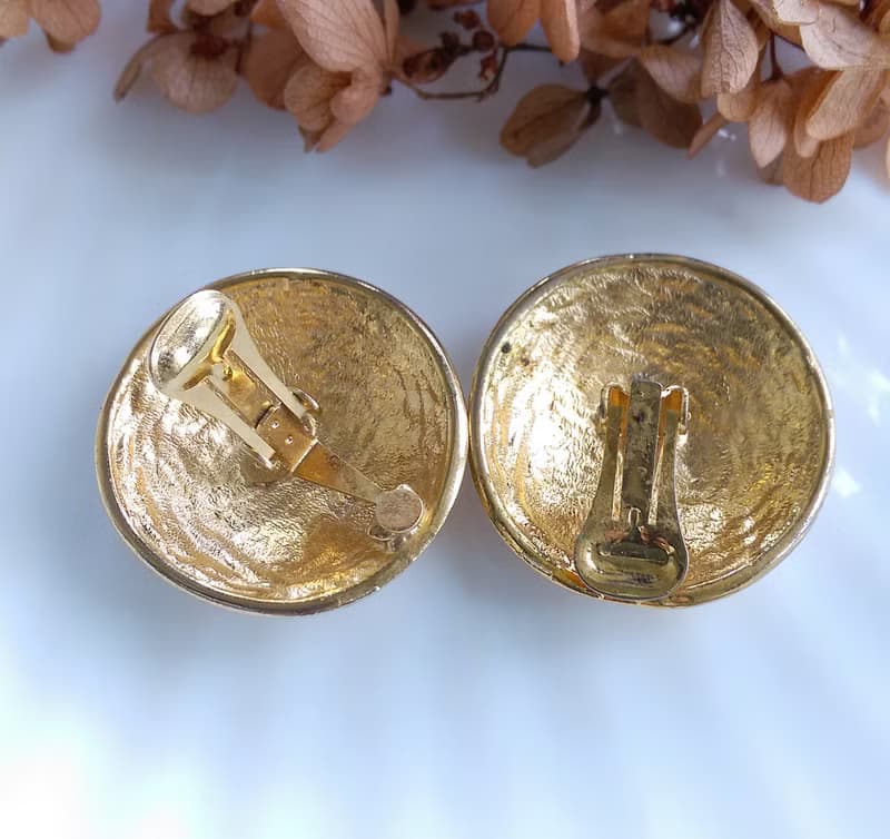 Vintage Jewelry 西洋古董飾品 大漩渦 圓盤 夾式耳環