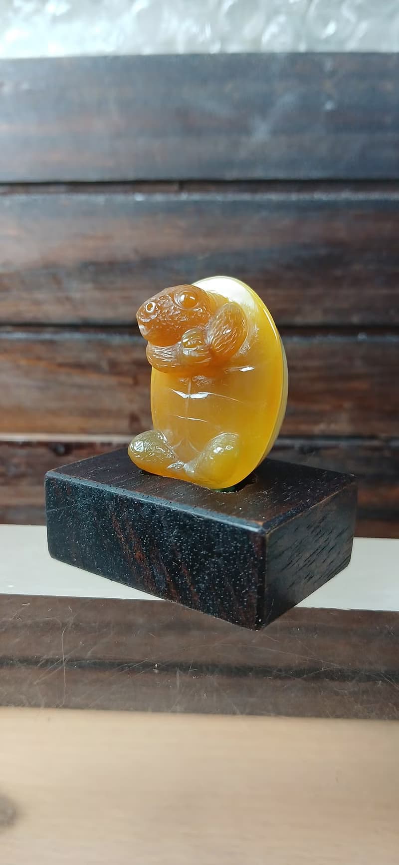 雕件 逗樂動物-蛋殼龜 棕玉髓/原石龜殼紋路獨特