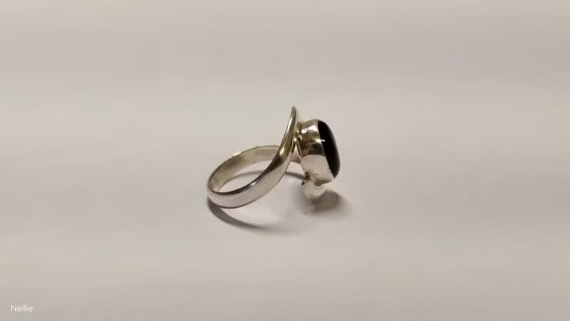 天然 黑瑪瑙 925純銀 戒指 尼泊爾 手工製
