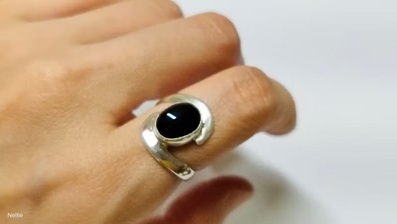 天然 黑瑪瑙 925純銀 戒指 尼泊爾 手工製