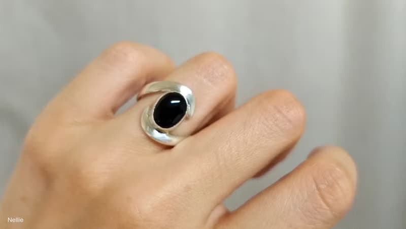 天然 黑瑪瑙 925純銀 戒指 尼泊爾 手工製