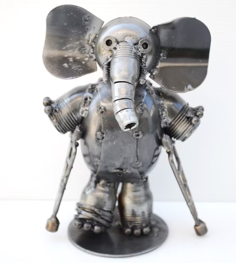 Elephant Scrap Metal Sculpture, Gift For Anniversary, Get Well Gift Sculptures