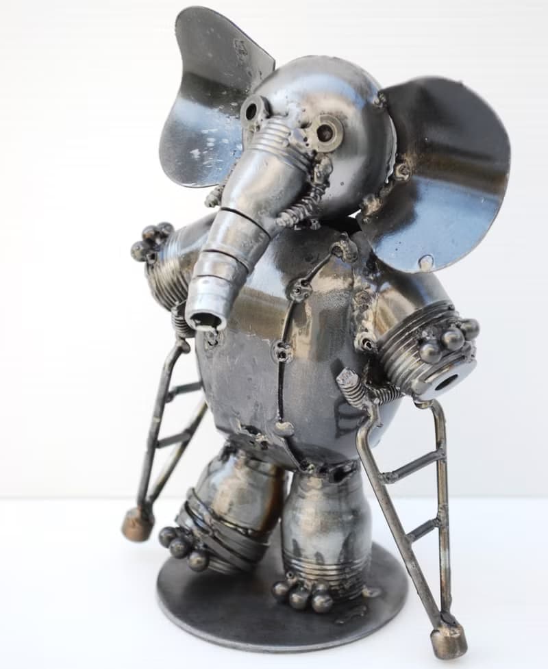 Elephant Scrap Metal Sculpture, Gift For Anniversary, Get Well Gift Sculptures