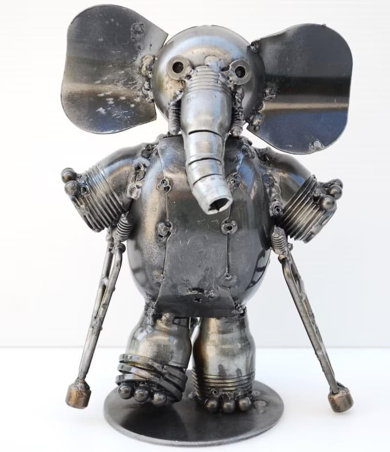 Elephant Scrap Metal Sculpture, Gift For Anniversary, Get Well Gift Sculptures