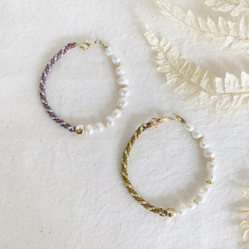 | 溫柔珍珠 l 飾品 x 蠟線 x 手鍊手環 x 鍍14K x 手作禮物