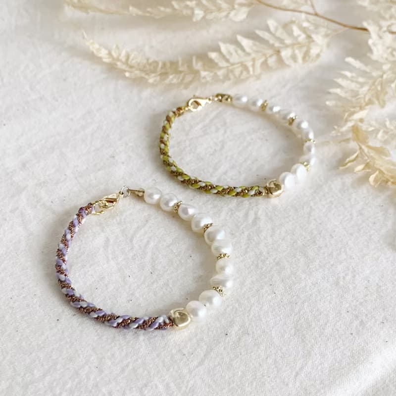 | 溫柔珍珠 l 飾品 x 蠟線 x 手鍊手環 x 鍍14K x 手作禮物
