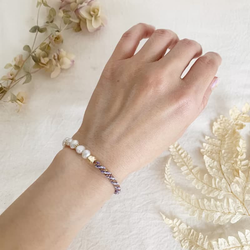 | 溫柔珍珠 l 飾品 x 蠟線 x 手鍊手環 x 鍍14K x 手作禮物