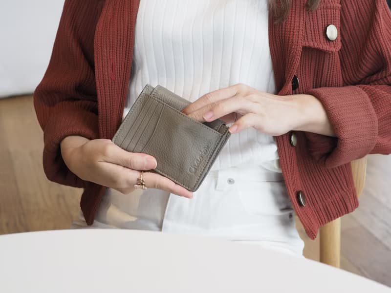 Daily (Taupe) : Mini wallet, short wallet, cow leather, Grey