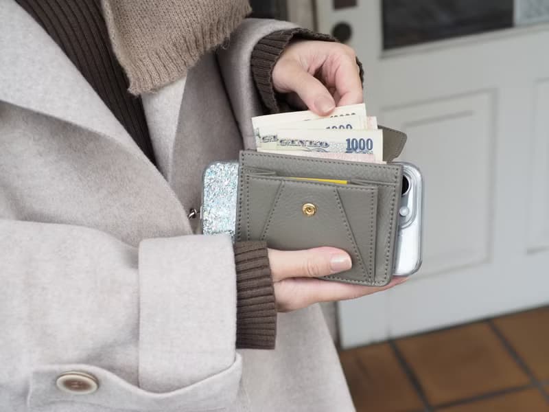 Daily (Taupe) : Mini wallet, short wallet, cow leather, Grey