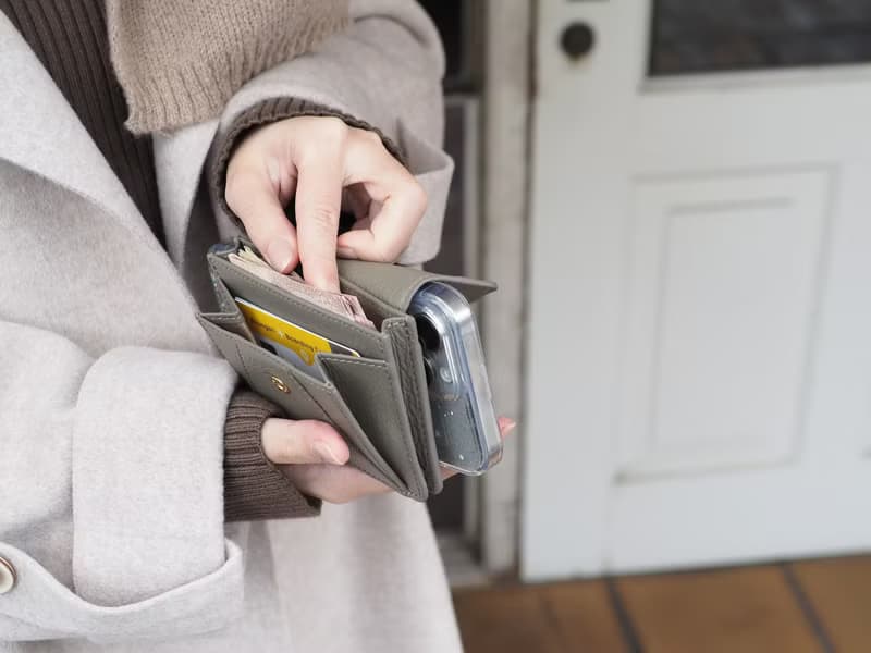 Daily (Taupe) : Mini wallet, short wallet, cow leather, Grey