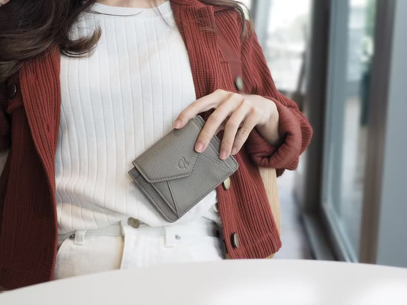 Daily (Taupe) : Mini wallet, short wallet, cow leather, Grey