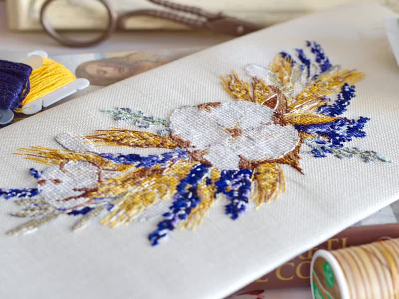 【數位】Cotton And Lavender Bouquet PDF cross stitch pattern