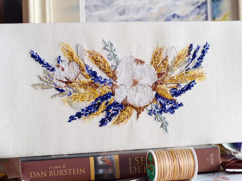 【數位】Cotton And Lavender Bouquet PDF cross stitch pattern