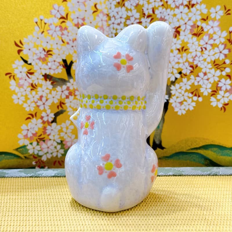 【福藤綻華】日本清水燒招財貓 | 花結晶 - 藤 招福