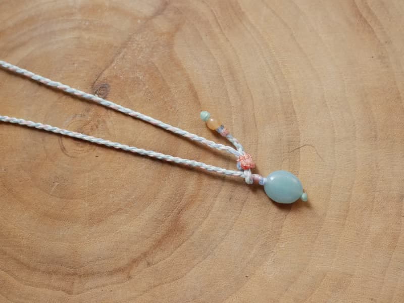 N50/SS24~ 粉晶 l 藍綠螢石 l 蠟線 l 手工編織 l 原礦項鍊