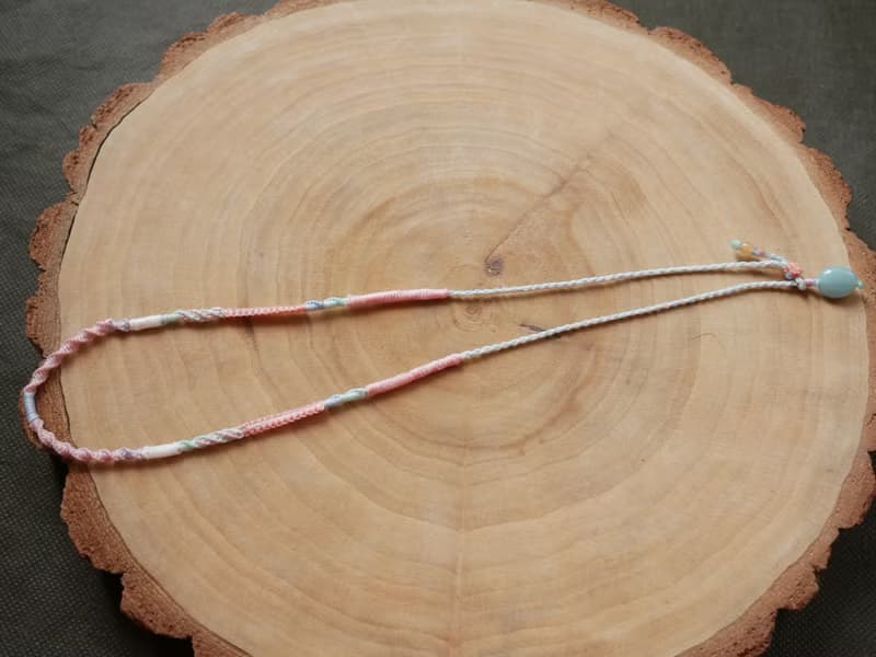 N50/SS24~ 粉晶 l 藍綠螢石 l 蠟線 l 手工編織 l 原礦項鍊