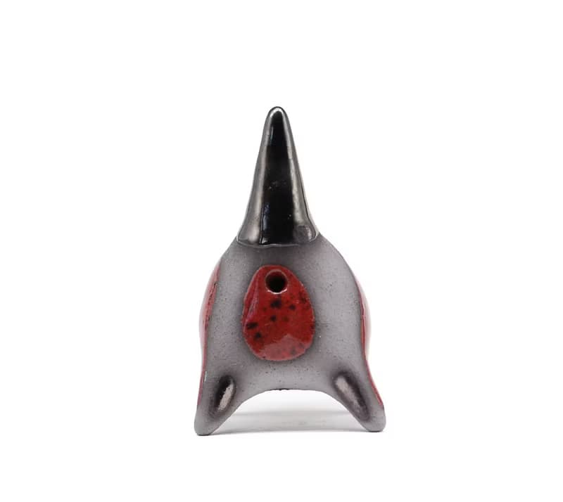 Handmade Ceramic Cat Figurine – Unique Animal Sculpture with Red Glaze