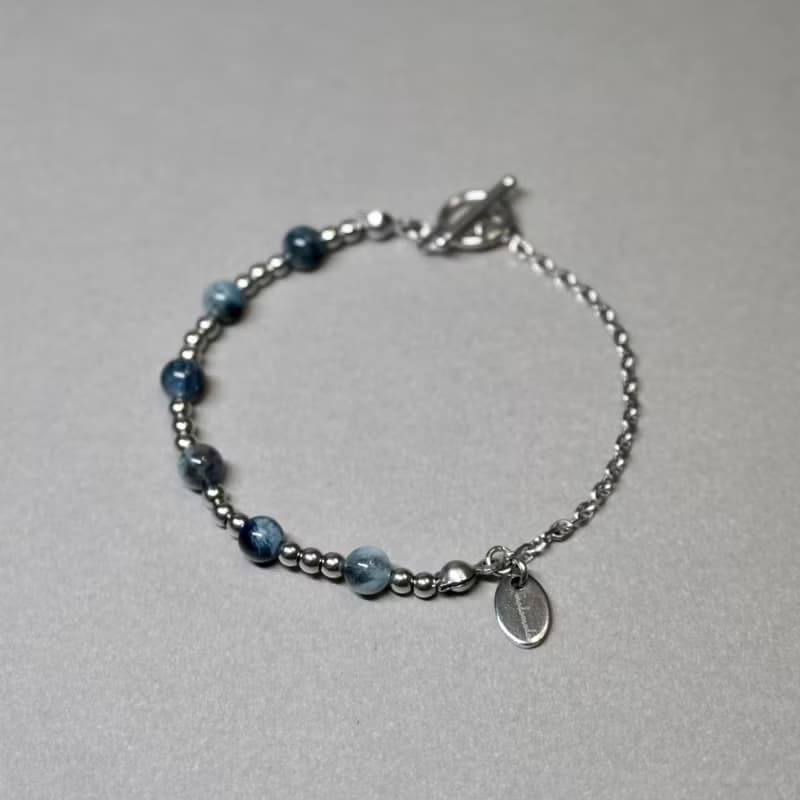 ll 藍夜 ll 海藍寶手鍊－魔鬼藍海藍寶316L醫療鋼手鍊 BR-00037