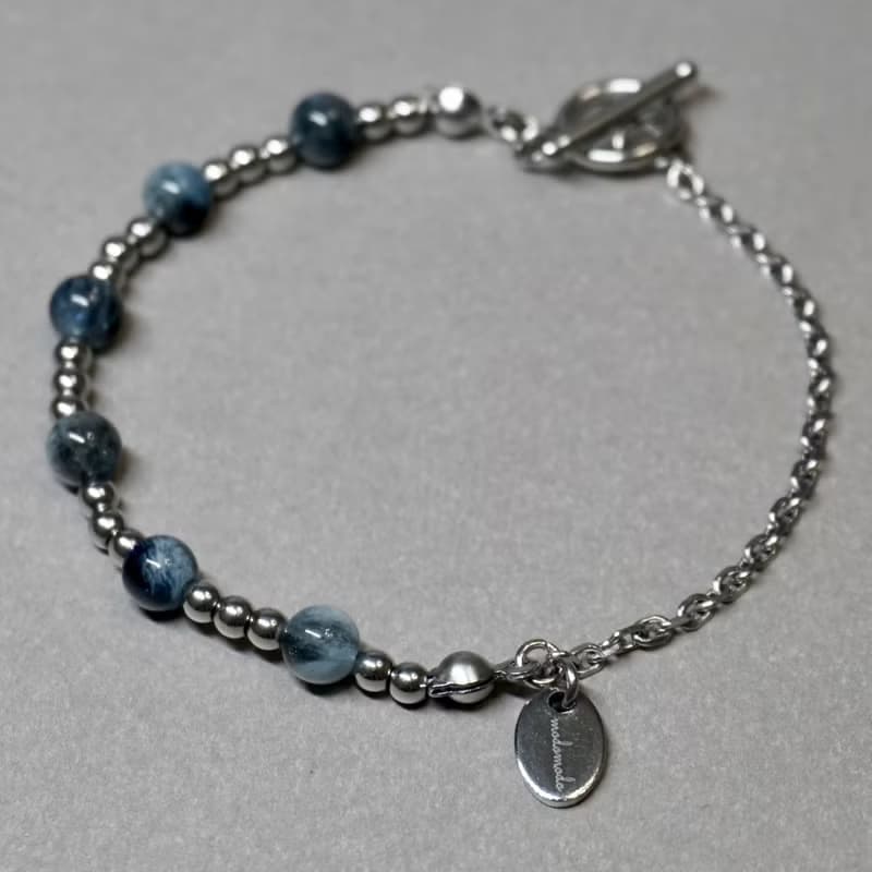 ll 藍夜 ll 海藍寶手鍊－魔鬼藍海藍寶316L醫療鋼手鍊 BR-00037