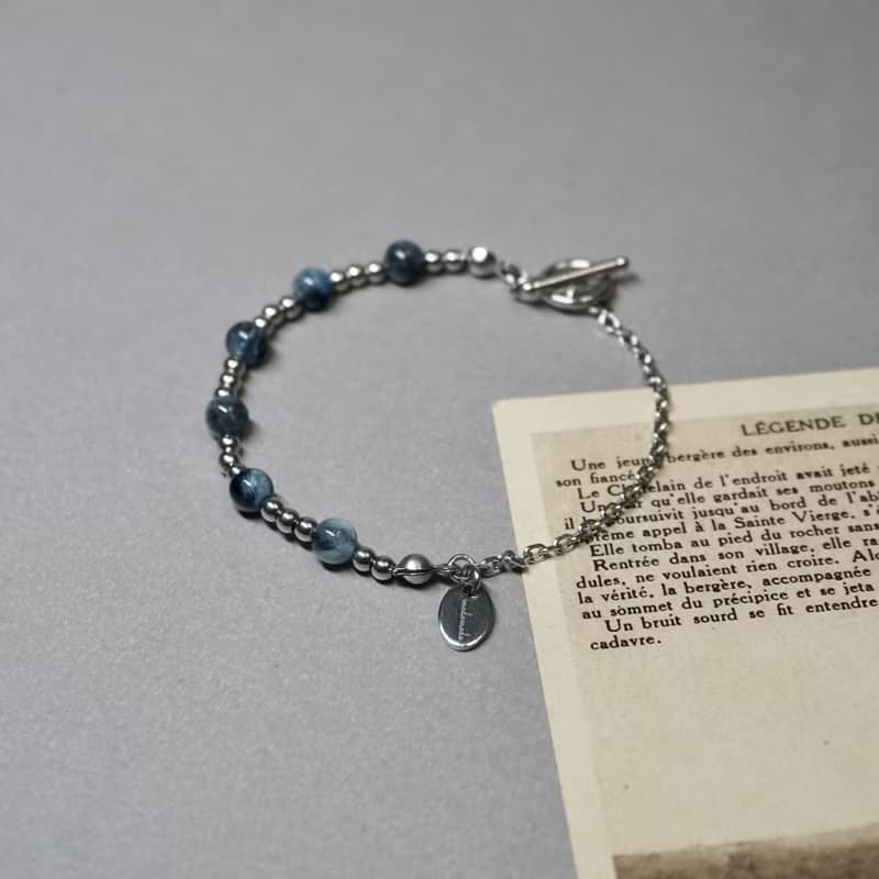 ll 藍夜 ll 海藍寶手鍊－魔鬼藍海藍寶316L醫療鋼手鍊 BR-00037