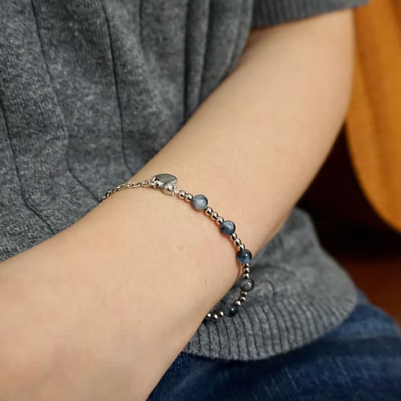 ll 藍夜 ll 海藍寶手鍊－魔鬼藍海藍寶316L醫療鋼手鍊 BR-00037