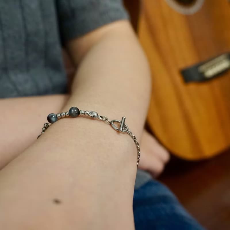 ll 藍夜 ll 海藍寶手鍊－魔鬼藍海藍寶316L醫療鋼手鍊 BR-00037