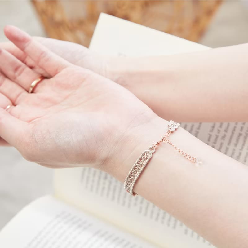 【禮物】Aurora蝴蝶蕾絲捷克水晶 純銀手鍊/手環-奶茶+可可