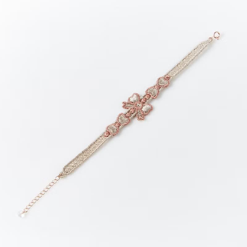 【禮物】Aurora蝴蝶蕾絲捷克水晶 純銀手鍊/手環-奶茶+可可