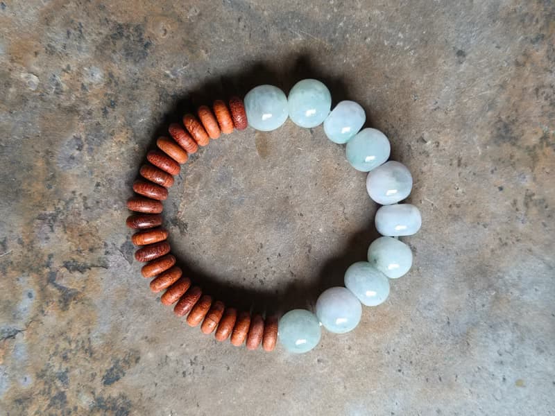 天然緬甸翡翠糯冰淡藍紫綠算盤珠/圓珠 手串手鍊