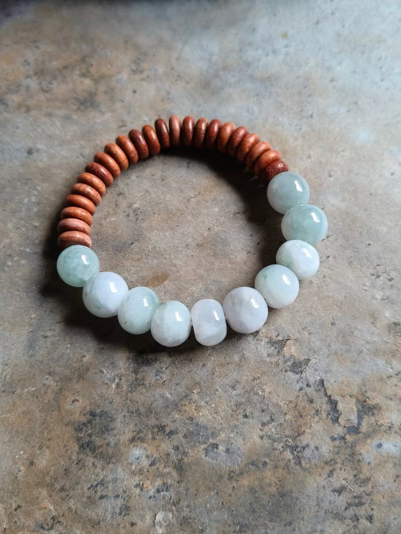 天然緬甸翡翠糯冰淡藍紫綠算盤珠/圓珠 手串手鍊