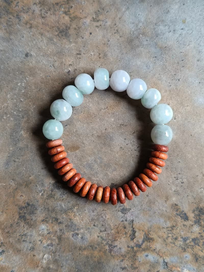 天然緬甸翡翠糯冰淡藍紫綠算盤珠/圓珠 手串手鍊