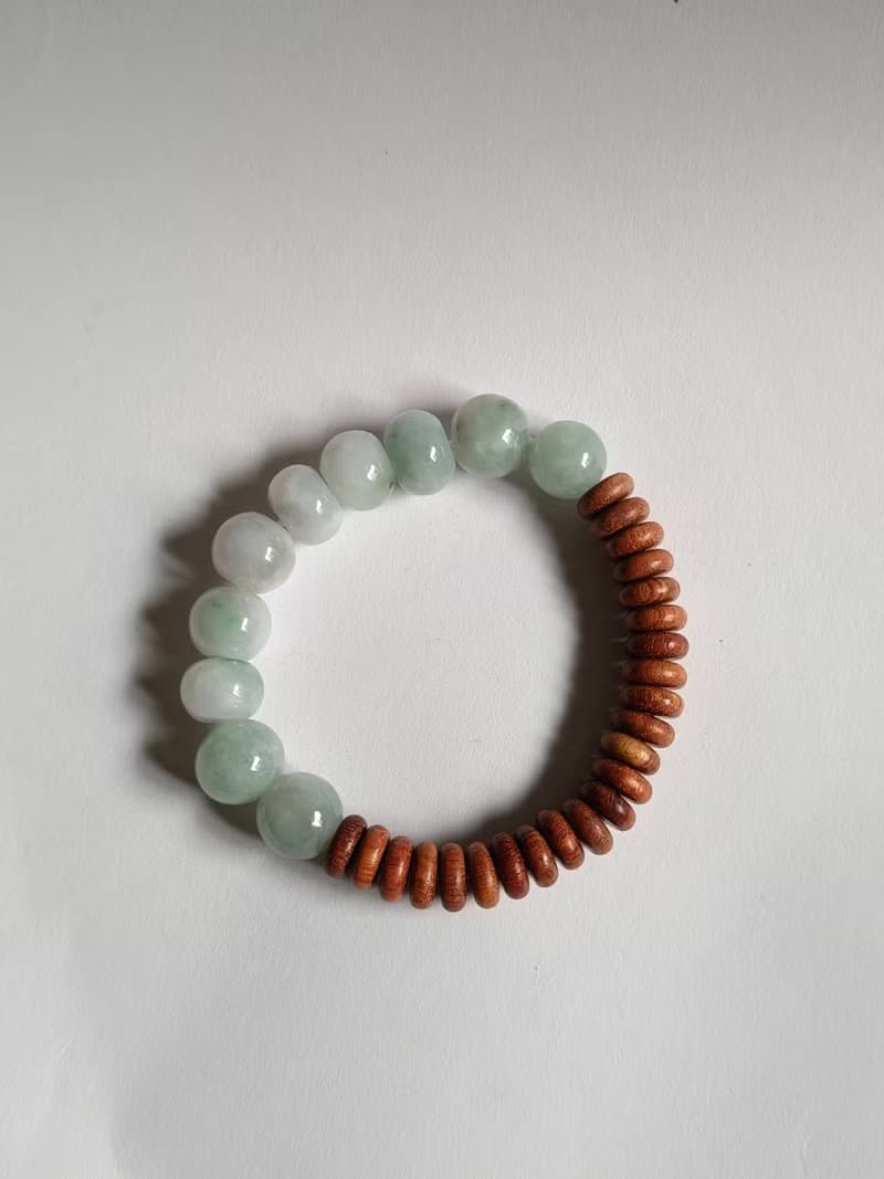 天然緬甸翡翠糯冰淡藍紫綠算盤珠/圓珠 手串手鍊