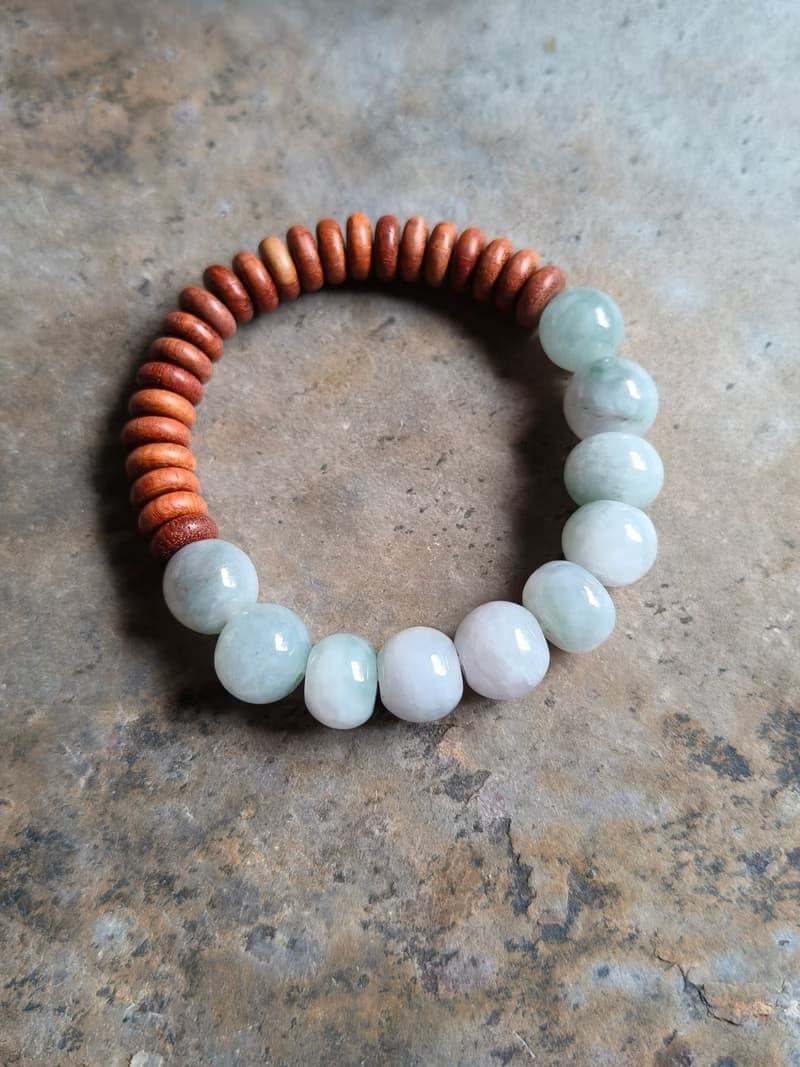 天然緬甸翡翠糯冰淡藍紫綠算盤珠/圓珠 手串手鍊