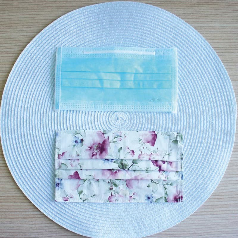 Lovely日本棉布【英式花朵口罩套、白】大人版紙口罩使用E
