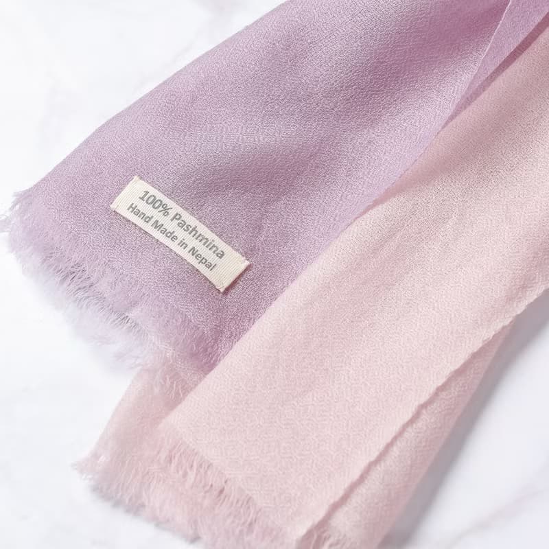 新款Cashmere羊絨圍巾/披肩 漸層 戒指絨 淡紫粉韻 四季適用