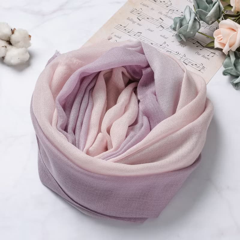 新款Cashmere羊絨圍巾/披肩 漸層 戒指絨 淡紫粉韻 四季適用