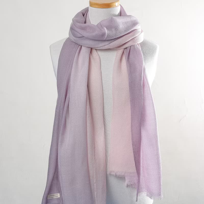 新款Cashmere羊絨圍巾/披肩 漸層 戒指絨 淡紫粉韻 四季適用