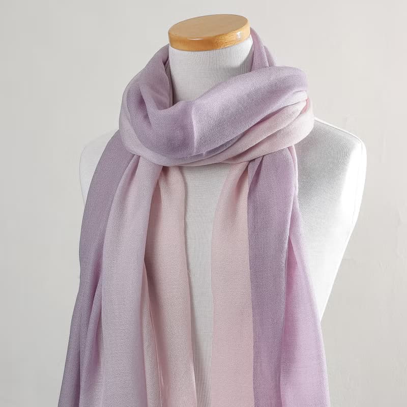 新款Cashmere羊絨圍巾/披肩 漸層 戒指絨 淡紫粉韻 四季適用