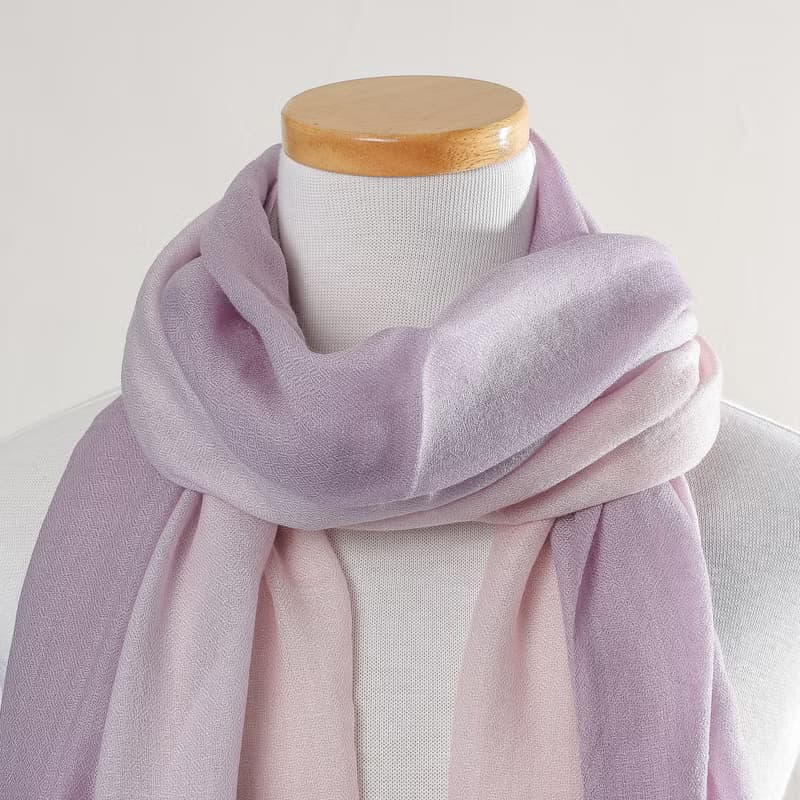 新款Cashmere羊絨圍巾/披肩 漸層 戒指絨 淡紫粉韻 四季適用