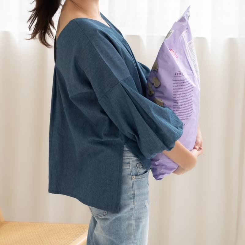 | 自訂款・知性美Style | 皮特小泡袖 七分袖 女裝上衣 青藍
