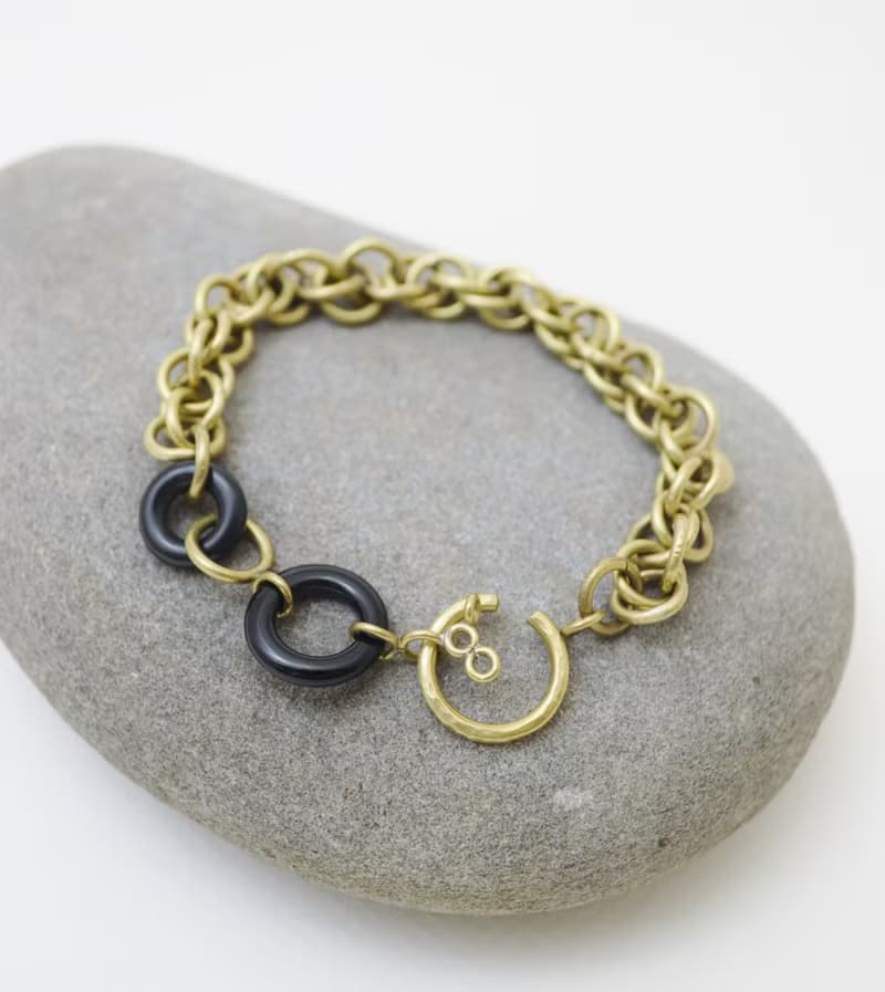 不能歸類系列-圈圈圈‧黑瑪瑙‧黃銅手鍊