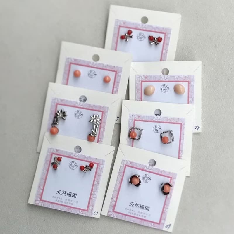 【出清品】天然粉珊瑚 | 純銀耳環 | 孤品 | 快速出貨