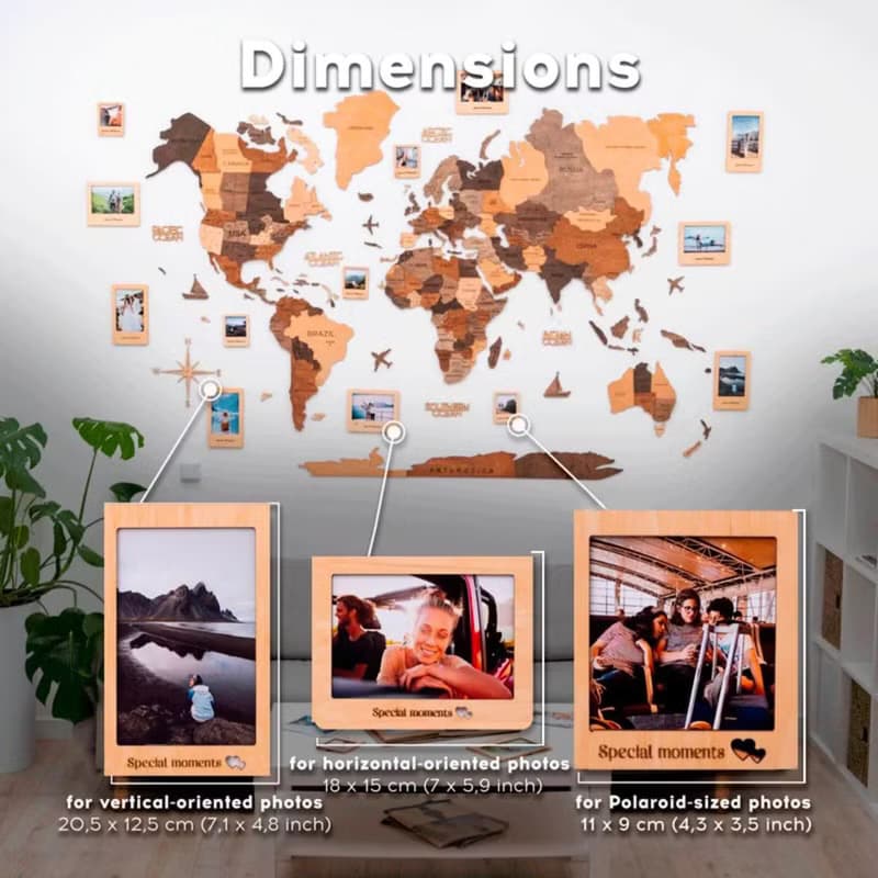 Wooden World Map Wall Art, Home Gift for Mom, Rustic Wall Decor, 3D World Map
