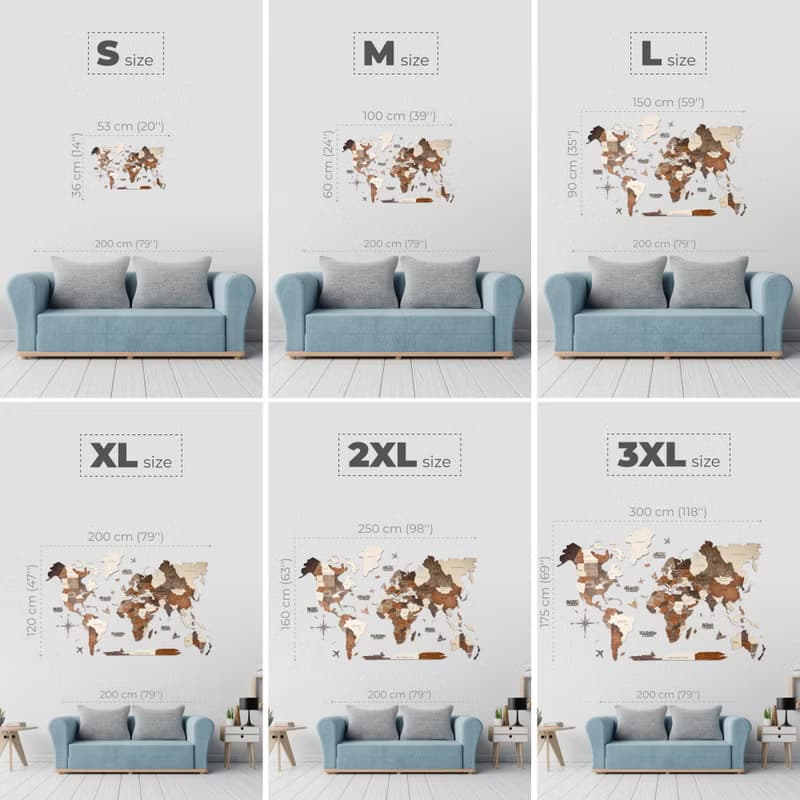 Wooden World Map Wall Art, Home Gift for Mom, Rustic Wall Decor, 3D World Map
