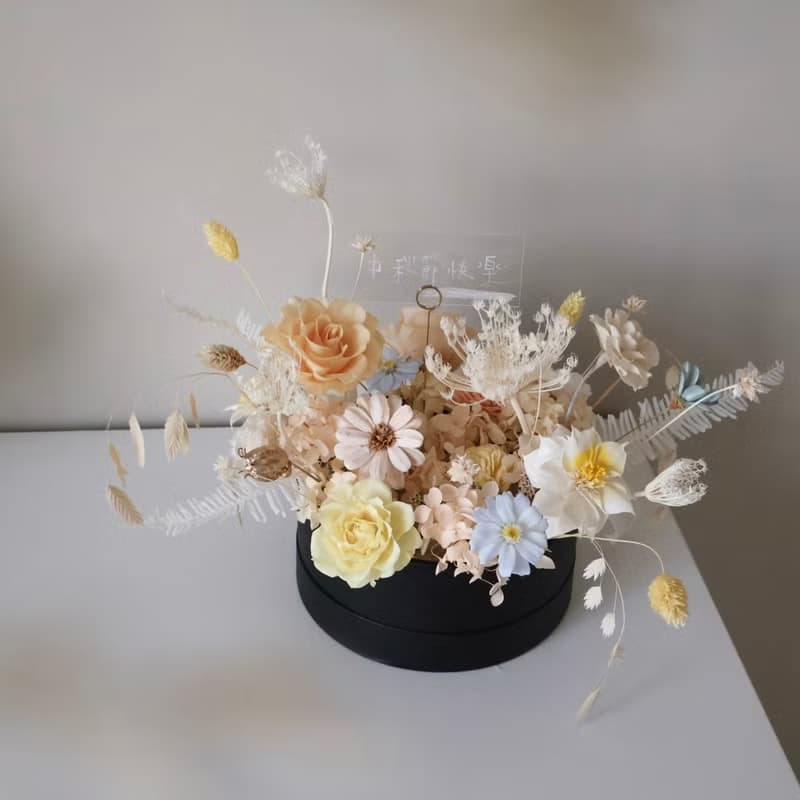 永生花橘黃禮盒 中秋節禮盒 伴手禮 生日禮物 週年 企業合作