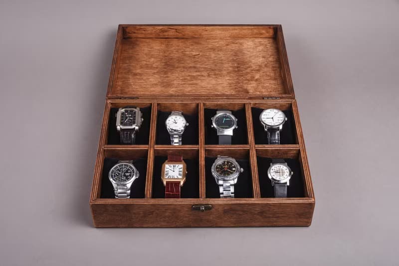 Personalized Watch Box for 4, 6, 8, 10 Watches - Custom Mens Jewelry Organizer