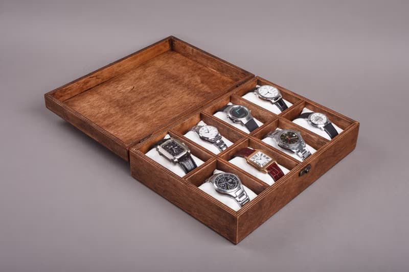 Personalized Watch Box for 4, 6, 8, 10 Watches - Custom Mens Jewelry Organizer