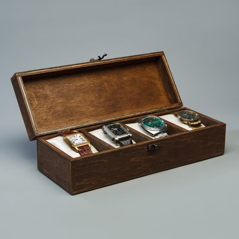 Personalized Watch Box for 4, 6, 8, 10 Watches - Custom Mens Jewelry Organizer