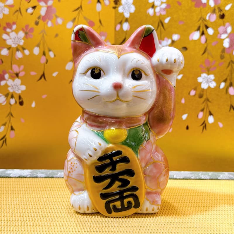 【櫻粉喜韻】日本清水燒招財貓 | 桃塗八重櫻